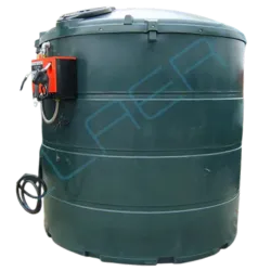 Citerne à mazout avec pompe en PE vert de 9 200 litres, modèle grand volume pour usage extérieur, double paroi conforme à VLAREM II.