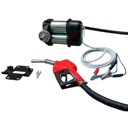 Kit mobile prix pompe diesel 12V ou 24V, jusqu’à 85 l/min, avec pistolet et flexible pour ravitailler sur chantier.