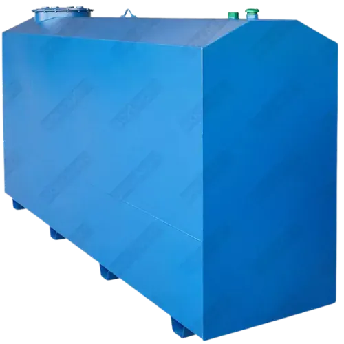 Cuve à huile (cuve huile) aérienne en acier, réservoir rectangulaire industriel.