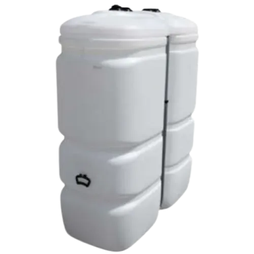 Cuve à huile (cuve huile) compacte en PE, double paroi, modèle vertical blanc.