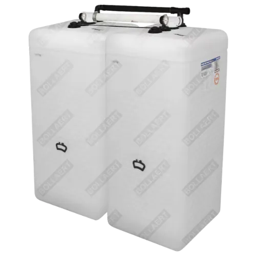 Système jumelé 1500L (2x750L type spécial) à base carrée extra compacte, une solution gain de place pour ceux qui comparent le cuve à mazout 1200l prix.