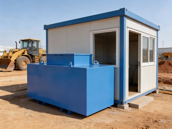 Location citerne mazout : cuve chantier placée sur un site de construction, solution temporaire pour stockage de mazout