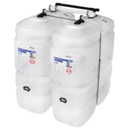 Citerne mazout 2000 litres prix : installation en jumelage largeur (2 x 1000L) série Compact blanc idéale pour cave ou garage.